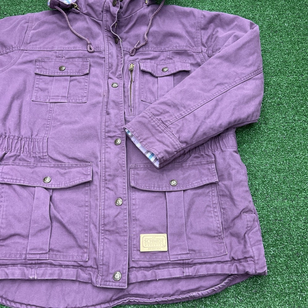 C.E. Schmidt Workwear Women's Canvas Hooded Quilt Lined Jacket Purple Size Large